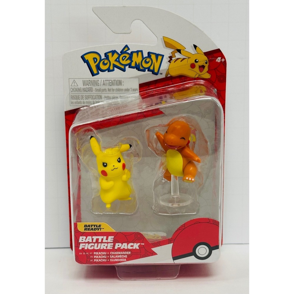 Jazwares Pokémon Battle Ready Figure Pack 2" Pikachu Charmander Starter NIB 2023